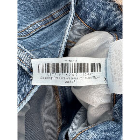 Quince Bella High Rise Denim 31 Kick Flare Ankle Jeans Medium Wash Stretch - Picture 9 of 10